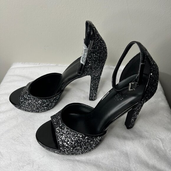 NEW! Black Glitter Sparkly Heels - Picture 4 of 10